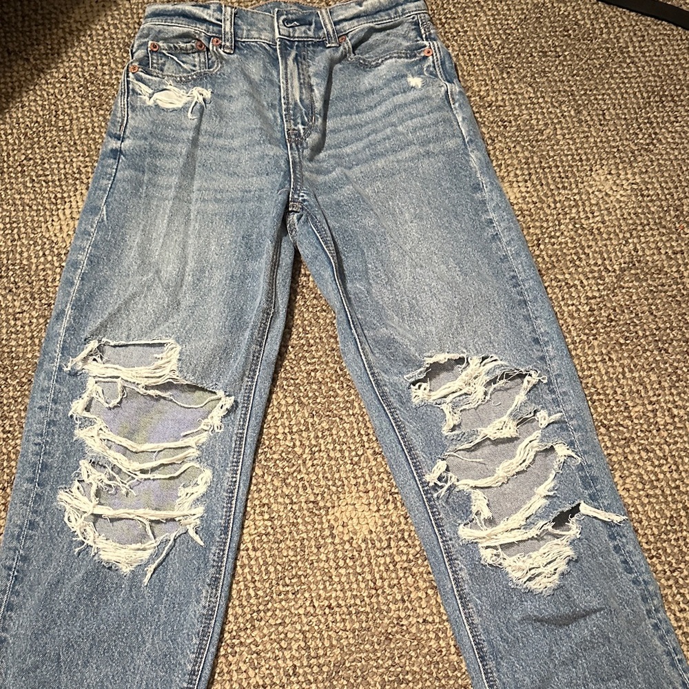 American Eagle Outfitters Ripped Blue Boyfriend Jeans
